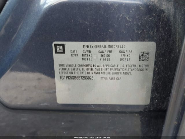 1G1PC5SB6E7253025 Chevrolet Cruze 1lt Auto