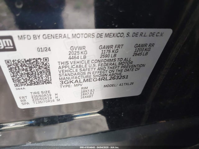 3GKALMEG4RL263251 GMC Terrain Fwd Sle
