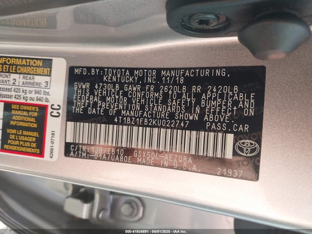 Toyota AVALON XSE 2019 4T1BZ1FB2KU022747 Image 9