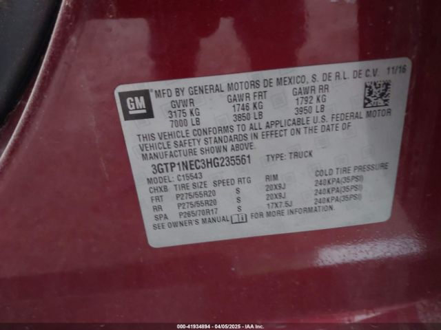 3GTP1NEC3HG235561 GMC Sierra 1500 Slt