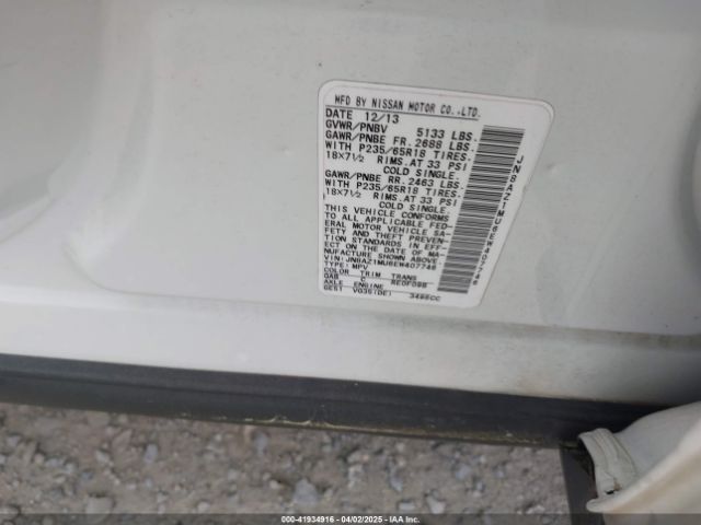 JN8AZ1MU6EW407746 Nissan MURANO SL