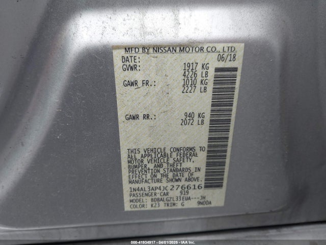 1N4AL3AP4JC276616 Nissan Altima 2.5 S