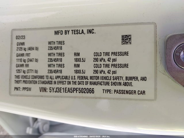 2023 TESLA MODEL 3 5YJ3E1EA5PF502066 Photo 8