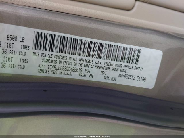 1C4RJEBG8GC466019 Jeep Grand Cherokee Limited
