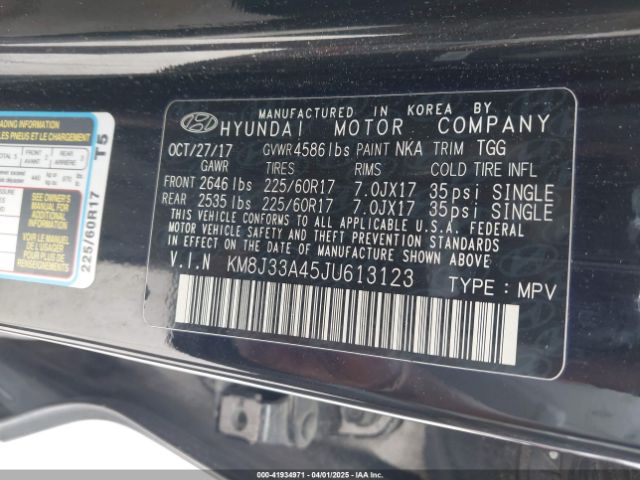 KM8J33A45JU613123 Hyundai TUCSON SEL