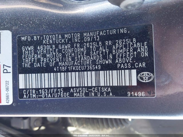 4T1BF1FK0EU736549 Toyota CAMRY SE