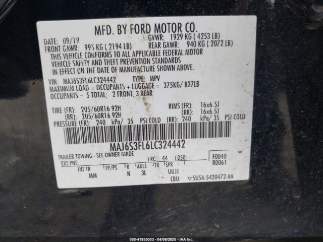 2020 FORD ECOSPORT MAJ6S3FL6LC324442 Photo 8