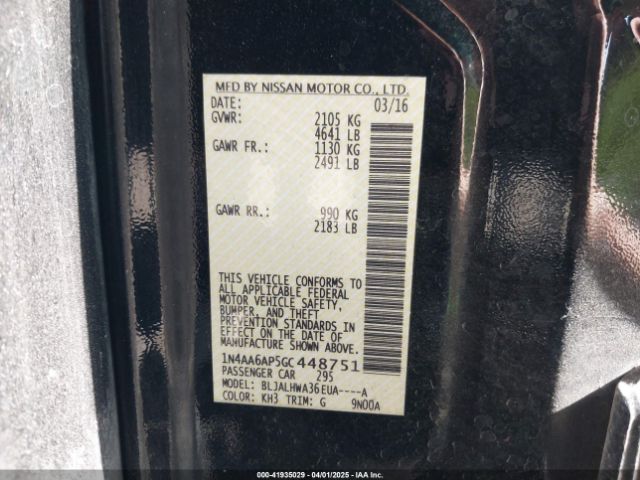 1N4AA6AP5GC448751 Nissan Maxima 3.5 Platinum