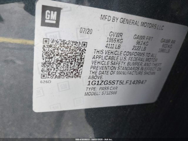 1G1ZG5ST5LF143947 Chevrolet Malibu Fwd Rs