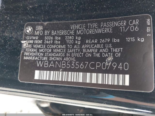 2007 BMW 550I WBANB53567CP07940 Photo 8