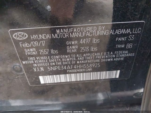 5NPE34AF4HH558925 Hyundai Sonata Limited