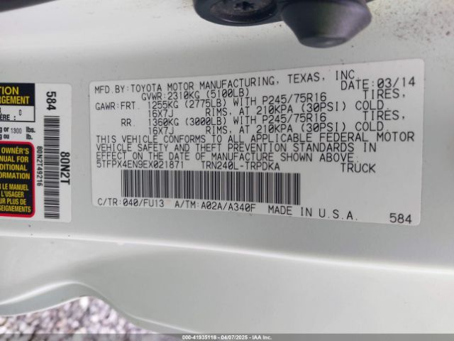 5TFPX4EN9EX021871 Toyota Tacoma