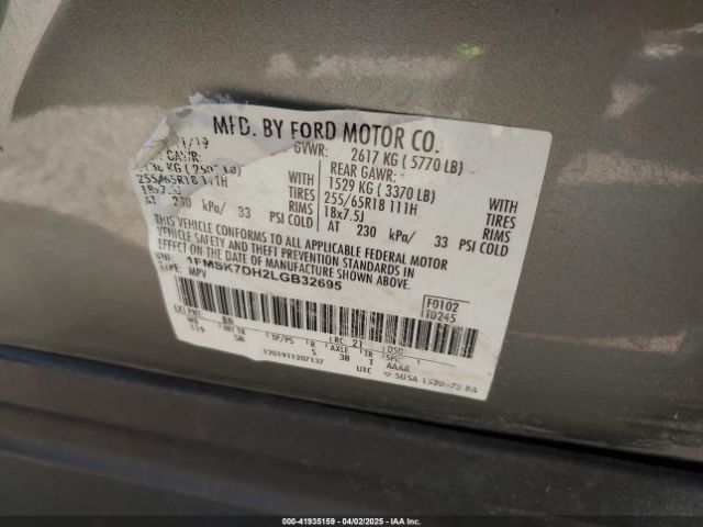 1FMSK7DH2LGB32695 Ford EXPLORER XLT