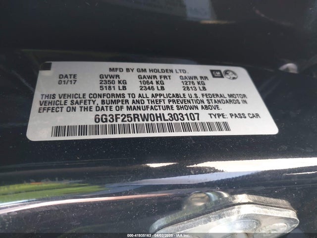 6G3F25RW0HL303107 Chevrolet ls3 - ho: high output, alum