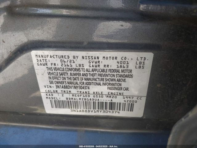 3N1AB8DV1MY304374 Nissan Sentra Sr Xtronic Cvt