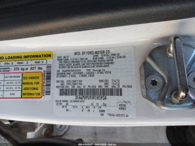 3FA6P0PU9JR105934 Ford Fusion Energi Se Luxury