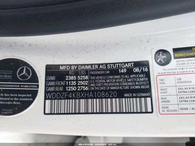 WDDZF4KBXHA108620 Mercedes-Benz E 300 4matic
