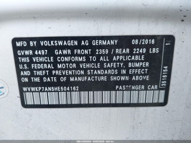 WVWKP7AN5HE504162 Volkswagen Cc 2.0t Sport