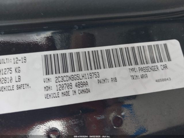 2C3CDXBG5LH119753 Dodge Charger Sxt Rwd