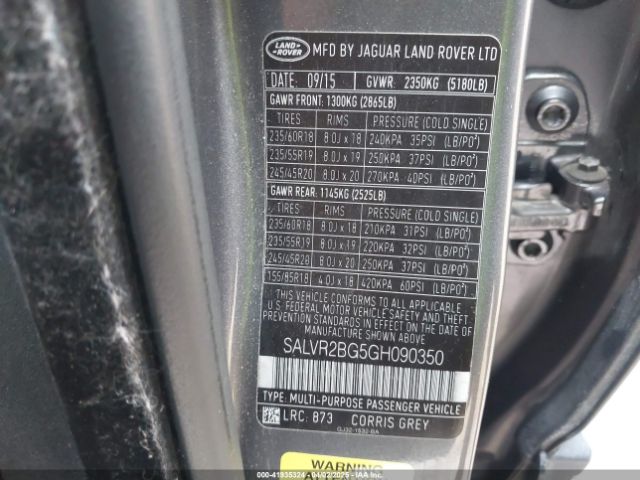 SALVR2BG5GH090350 Land Rover Range Rover Evoque Hse