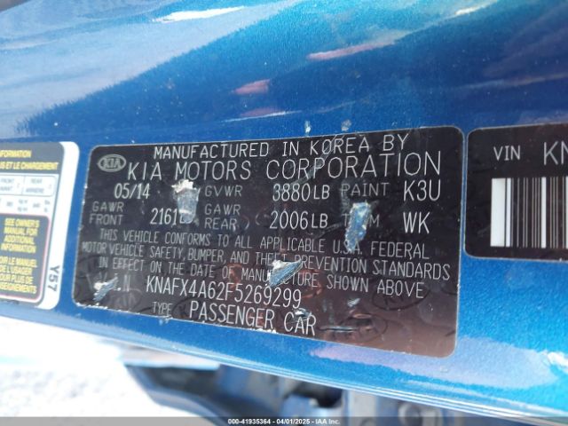 KNAFX4A62F5269299 KIA FORTE LX