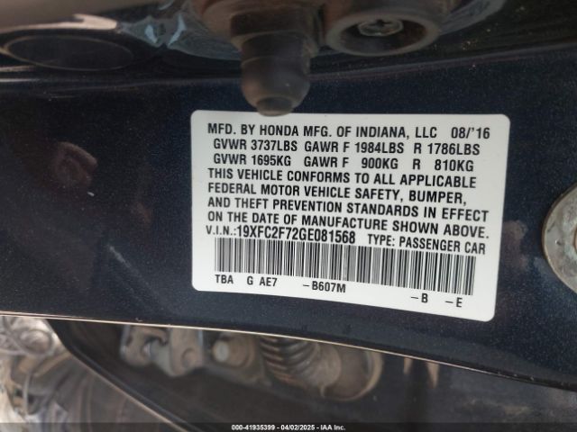 19XFC2F72GE081568 Honda CIVIC EX