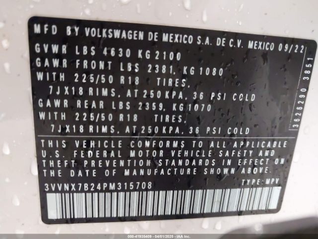 3VVNX7B24PM315708 Volkswagen Taos 1.5t Se