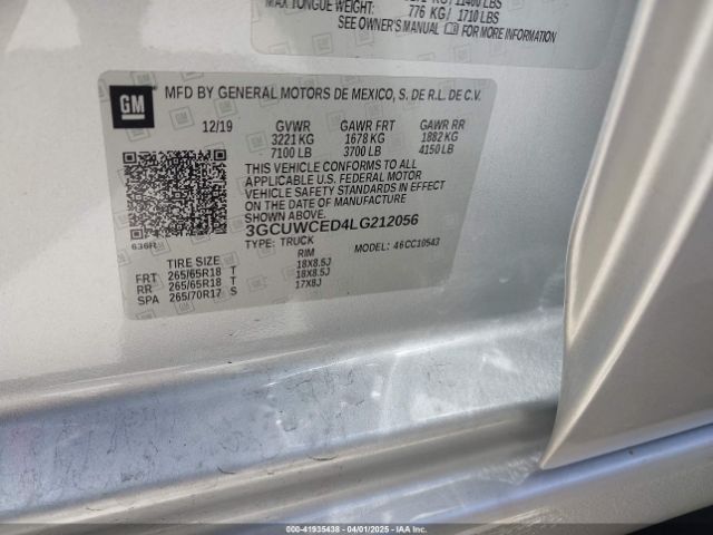 3GCUWCED4LG212056 Chevrolet Silverado 1500 2wd  Short Bed Lt