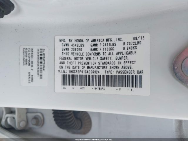 1HGCR3F91GA006924 Honda Accord Touring