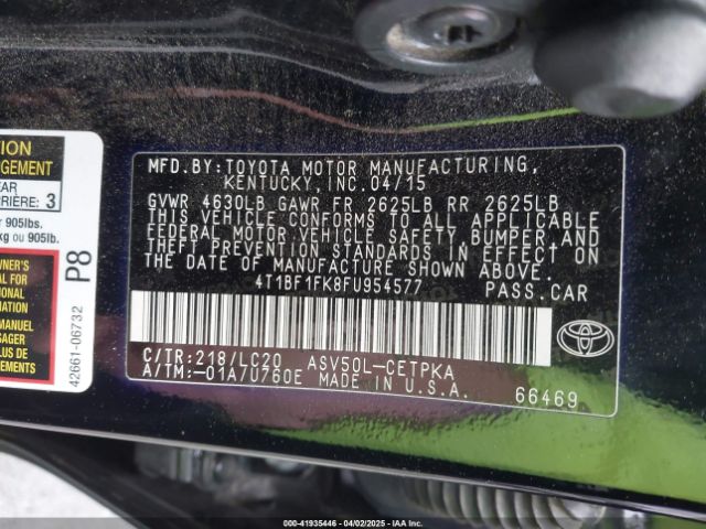 2015 TOYOTA CAMRY 4T1BF1FK8FU954577 Photo 8
