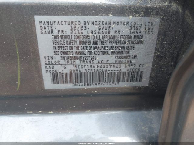 3N1AB8BV4RY271249 Nissan Sentra S Xtronic Cvt