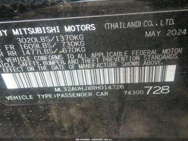 ML32AUHJXRH014726 Mitsubishi Mirage Es/le