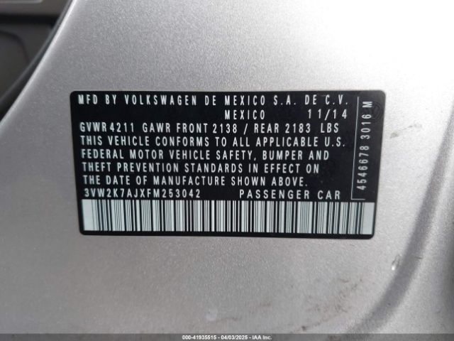 3VW2K7AJXFM253042 Volkswagen Jetta 2.0l S