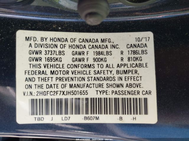 2HGFC2F7XJH501655 Honda CIVIC EX