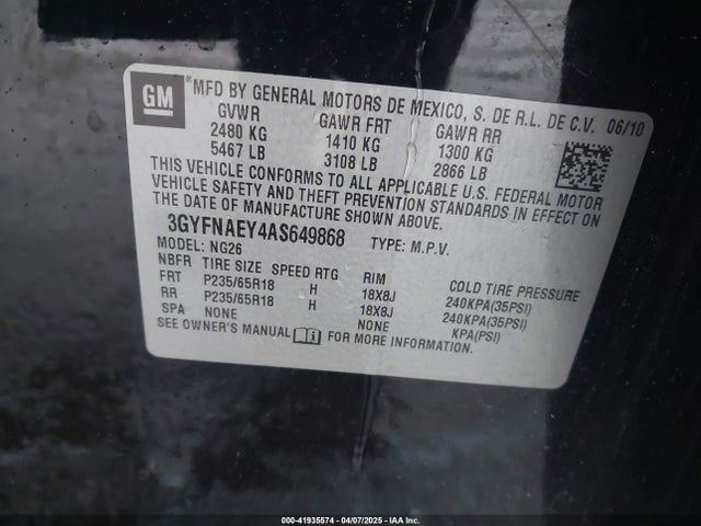 2010 CADILLAC SRX 3GYFNAEY4AS649868 Photo 8