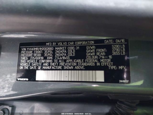 YV440MRU1H2002660 Volvo Xc60 T5 Inscription