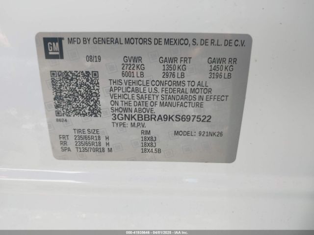 3GNKBBRA9KS697522 Chevrolet Blazer