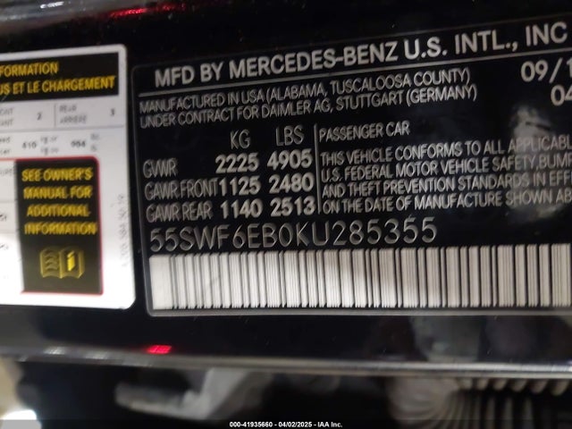 Mercedes-Benz m276 2019 55SWF6EB0KU285355 Image 9