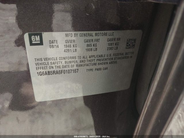 1G6AB5RA6F0107167 Cadillac ATS LUXURY