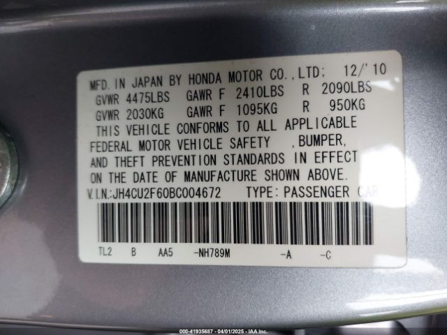 2011 ACURA TSX JH4CU2F60BC004672 Photo 8