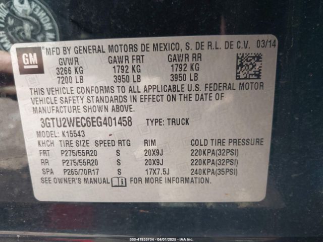 3GTU2WEC6EG401458 GMC Sierra 1500 Denali