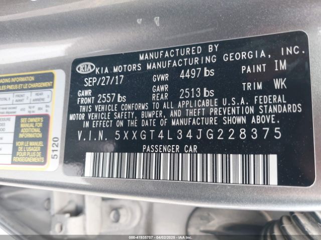 5XXGT4L34JG228375 KIA gdi