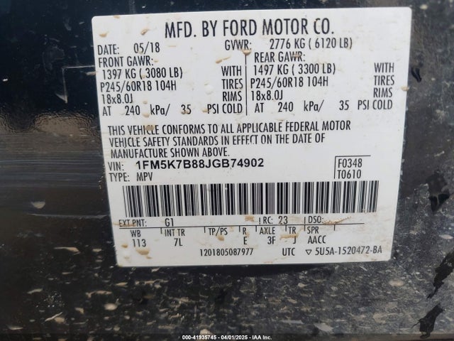 Ford Explorer 2018 1FM5K7B88JGB74902 Image 9