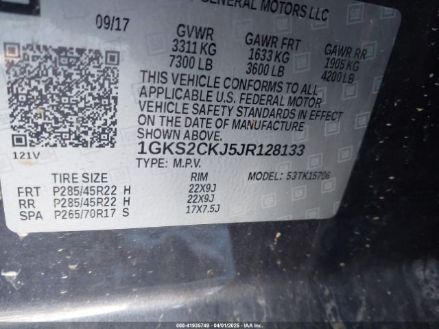 1GKS2CKJ5JR128133 GMC YUKON DENALI