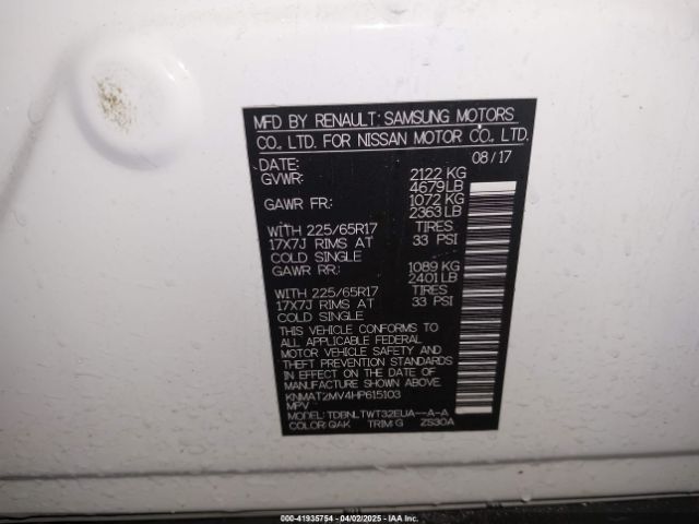 KNMAT2MV4HP615103 Nissan ROGUE SV