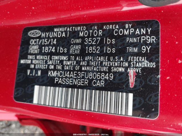 KMHCU4AE3FU806849 Hyundai ACCENT GLS