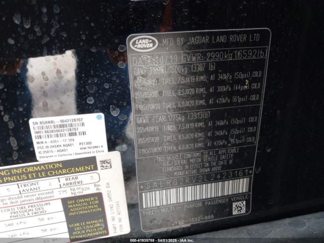 2020 LAND ROVER DISCOVERY SALRG2RV2L2423161 Photo 8