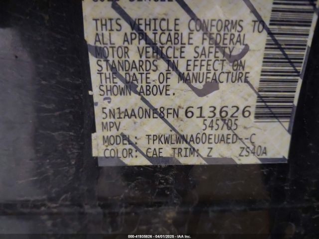 5N1AA0NE8FN613626 Nissan Armada Platinum