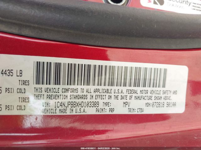 1C4NJPBBXHD103389 Jeep Patriot Sport Fwd