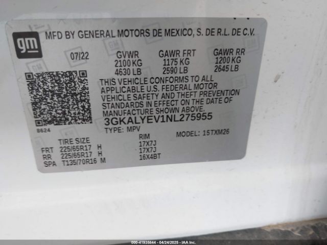 3GKALYEV1NL275955 GMC Terrain Awd At4